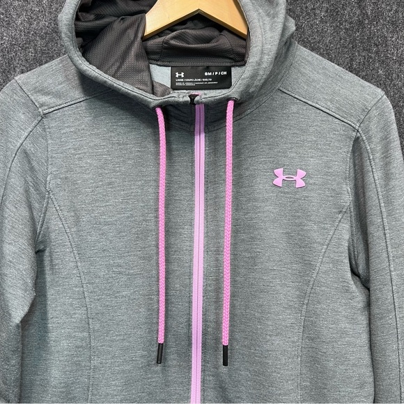 UNDER ARMOUR Women’s Gray Full Zip Hoodie Hooded Sweatshirt Size Small - Picture 6 of 11